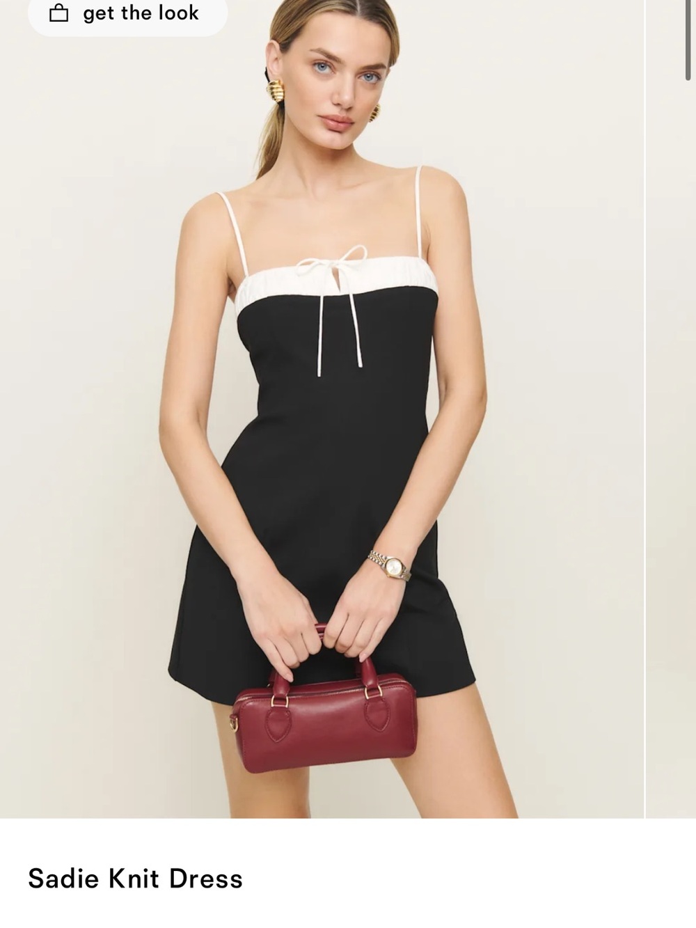 Reformation Black Mini Dress with White Trim
